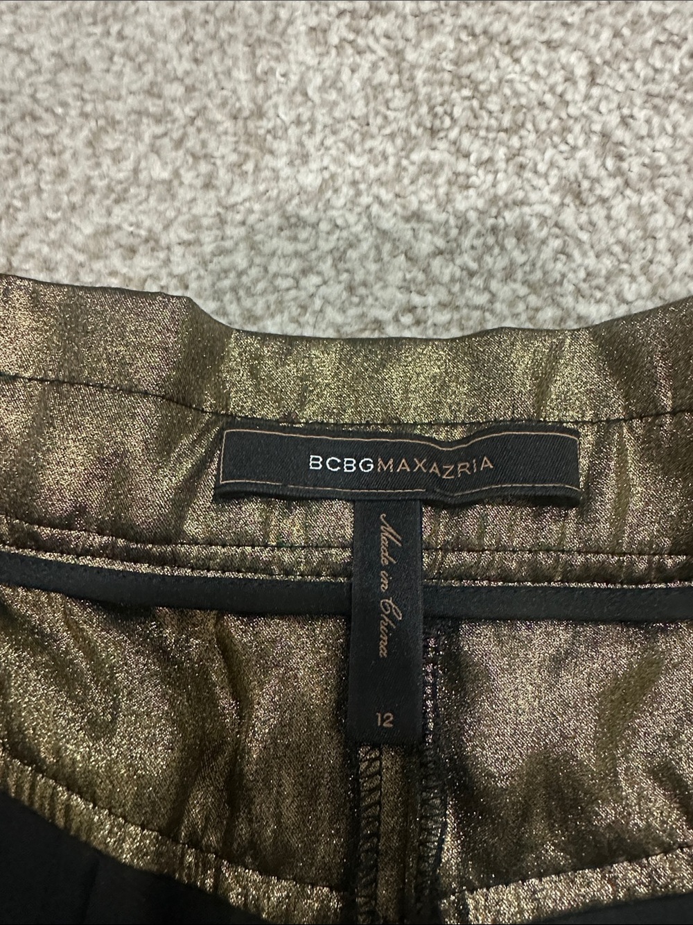 BCBGMaxAzria Metallic Olive High-Waist Tie Front Shorts - Picture 2 of 3